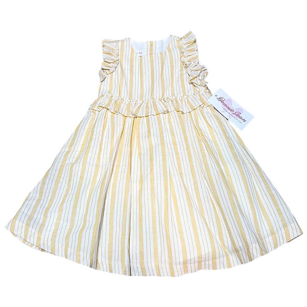 Bonnie Jean Striped Sleeveless Dress Girls Yellow White 3T New with Tags